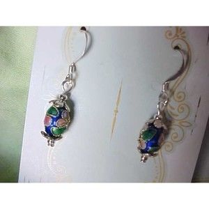 B2G1 Church Sunday Blue Mini Easter Egg Earrings Cloisonne Faberge Basket Gift